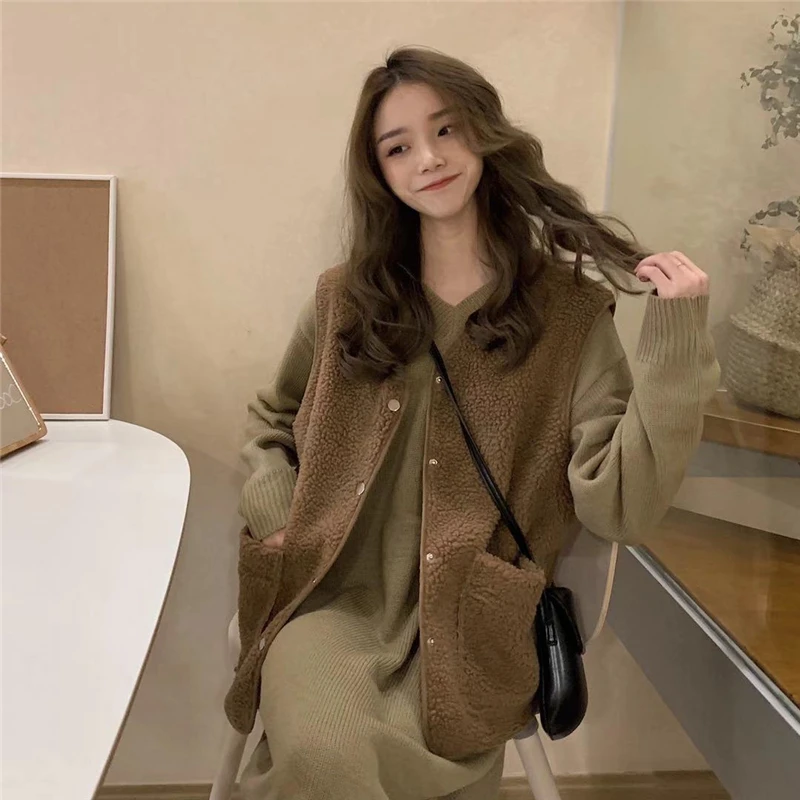 2 цвета женский жилет из овечьей шерсти на весну и осень без рукавов пальто