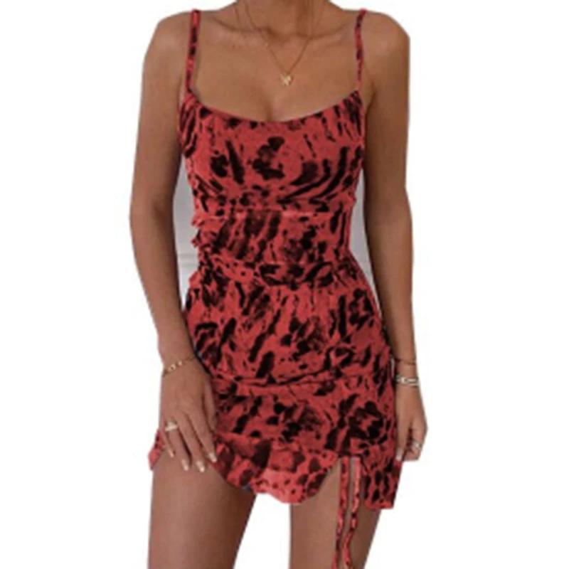 

Summer Women Fashion Dress High Quality Leopard Strap Animal Printed Ladies Dresses O-neck Bodycon Sexy Party Dress For Female
