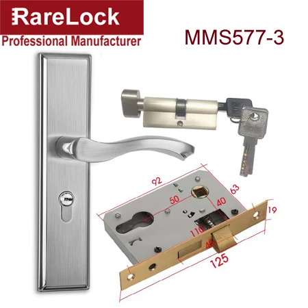Rarelock современный простой дверной замок с нержавеющей ручкой, несколько размеров, для спальни, ванной комнаты, деревянная дверная фурнитура, регулируемый Шаг hh - Цвет: MMS577-3