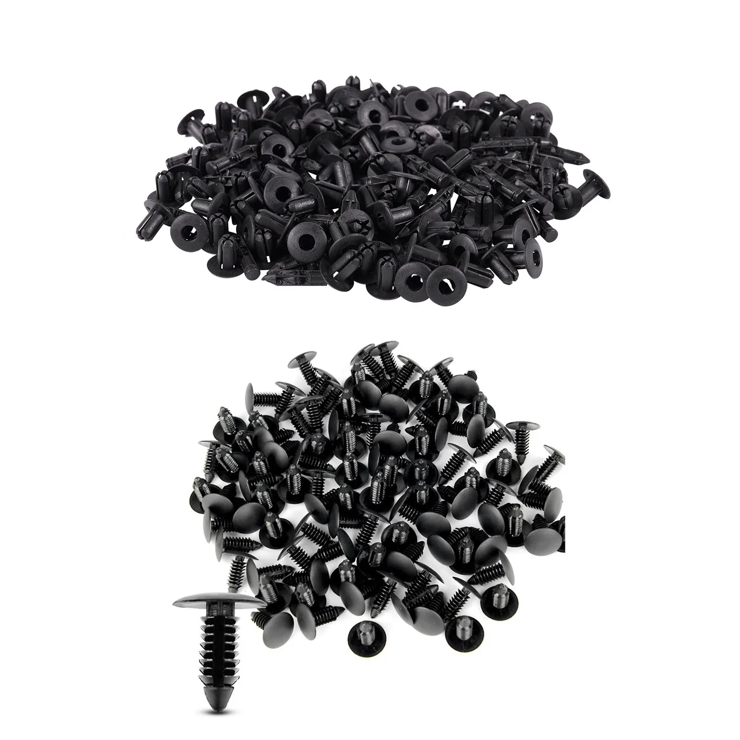 

200 шт., черные пластиковые заклепки: 100 шт., автомобильные молдинги, дверные крылья, заклепки с отверстиями 5 мм, фиксация и 100 шт. заклепок для б...