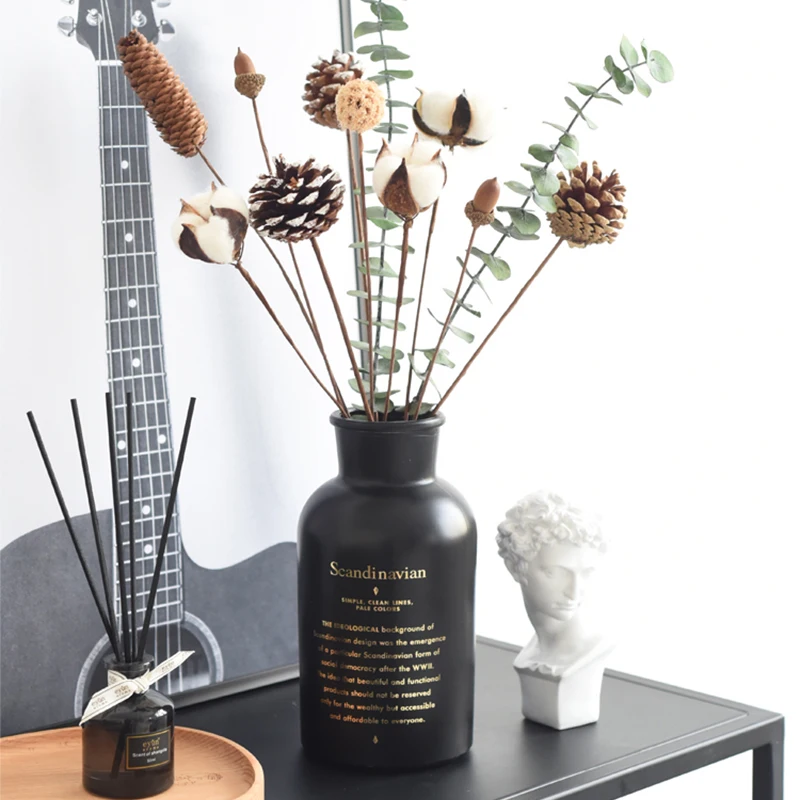 Ваза в скандинавском стиле керамическая стеклянная черная ваза для украшения