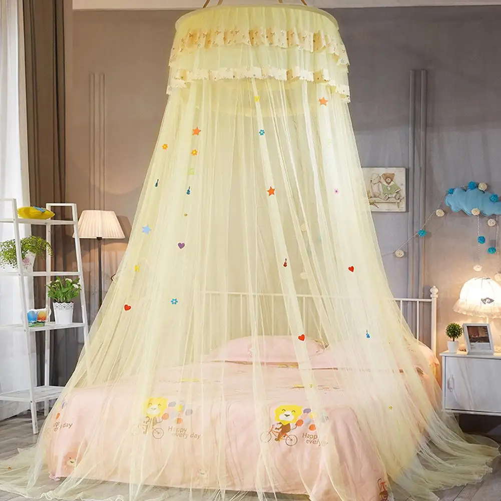 

Bed Canopy Double Colors Hung Mosquito Net Princess Bed Tent Curtain Foldable Canopy On The Bed Elegant Fairy Lace Dossels