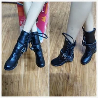 in stock 16 scale handmade leather solid boots with high heels bandage high shoes model for 12 inches detachable feet body