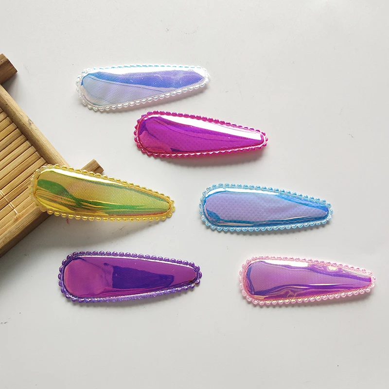 6 см 20 шт./лот зажим для волос из искусственной кожи с подкладкой блестящий чехол