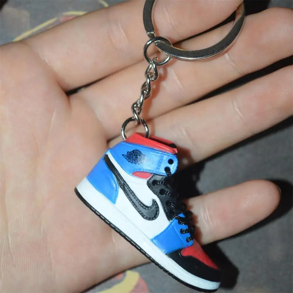 one shoe keychain Дропшиппинг aj1 offwhite Chicago Unc брелок в виде кроссовка Air Jordan 1 3D мини-кроссовки, закрытая спортивная обувь брелок в виде кроссовка s - Цвет: one shoe keychain