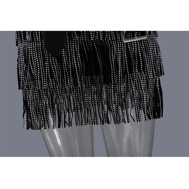

XITAO Sexy Sparkling Hip Skirt Black Tassel Patchwork Small Fresh Casual Style Loose 2021 Summer Minority Elegant Skirt CLL1513