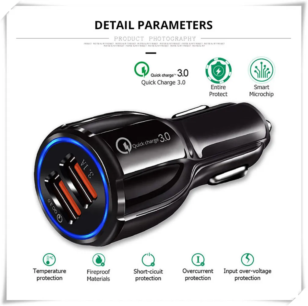 Quick charge 3 0 Автомобильное зарядное устройство переходник под розетку Dual USB Порты и