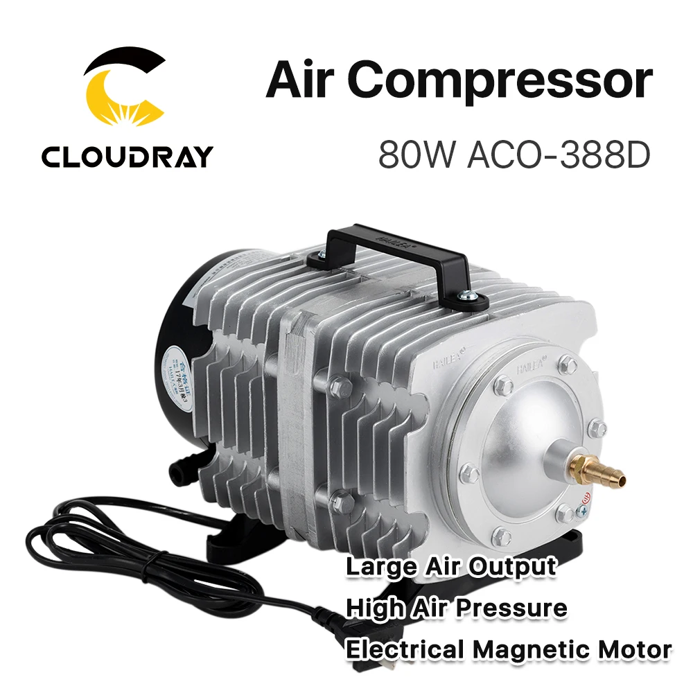 Cloudray 80 Вт воздушный компрессор Электрический магнитный насос для CO2 лазерной