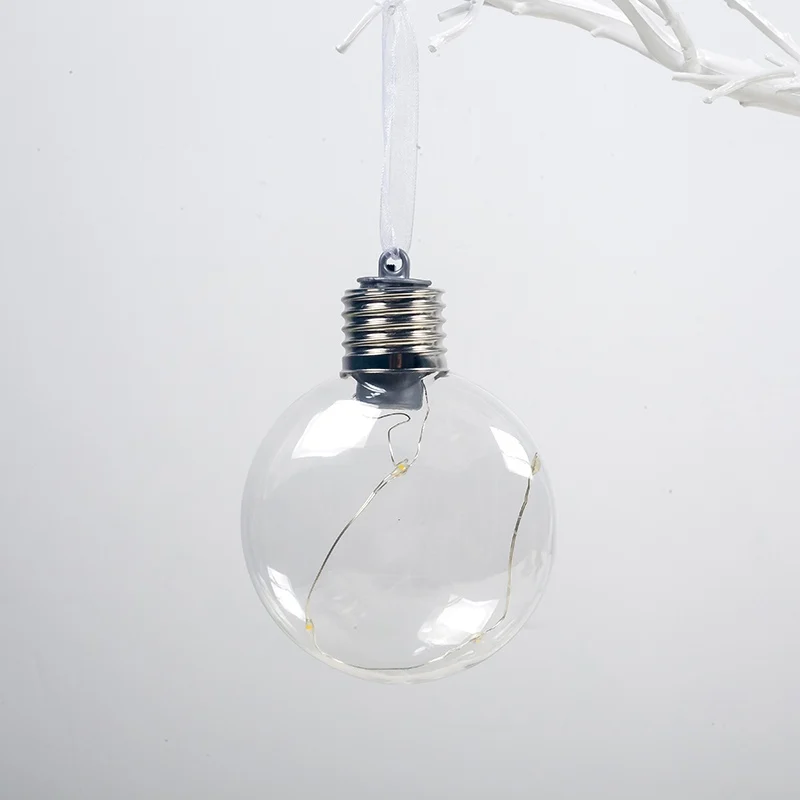 F Christmas Transparent LED Bulb Ball Shape Pendants with Warm White Light Xmas Tree Hanging Decoration Ornament - Цвет: F