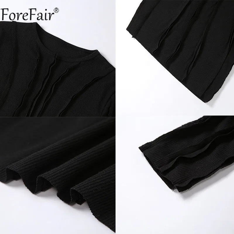 

Forefair O Neck Black Long Sleeve Women Sexy Autumn Dresses Solid Bodycon Mini Party Casual Night Club Ruffles Skinny Dress