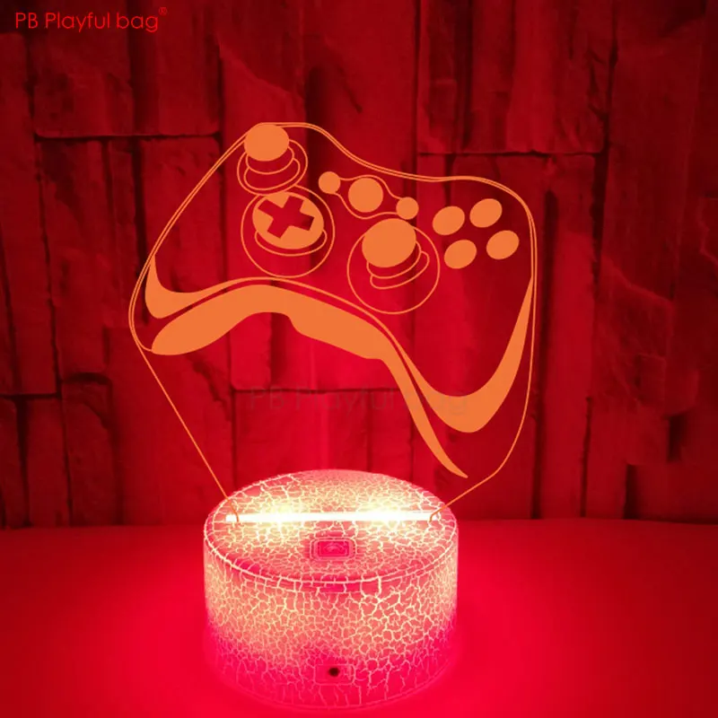 

Playful bag Game handle 3D samll night light Colorful LED remote control Game handle figure lamp Room table ornament Y105