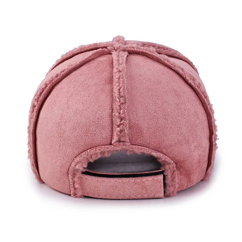 Women Winter Baseball Cap Wool Sheepskin Thicken Warm Solid Colourful Cap Men Casual Sports Trucker Korean Snapback Bone Cap