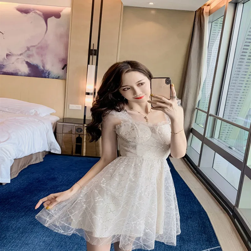 Элегантное сексуальное кружевное платье на бретельках женское пляжное летнее