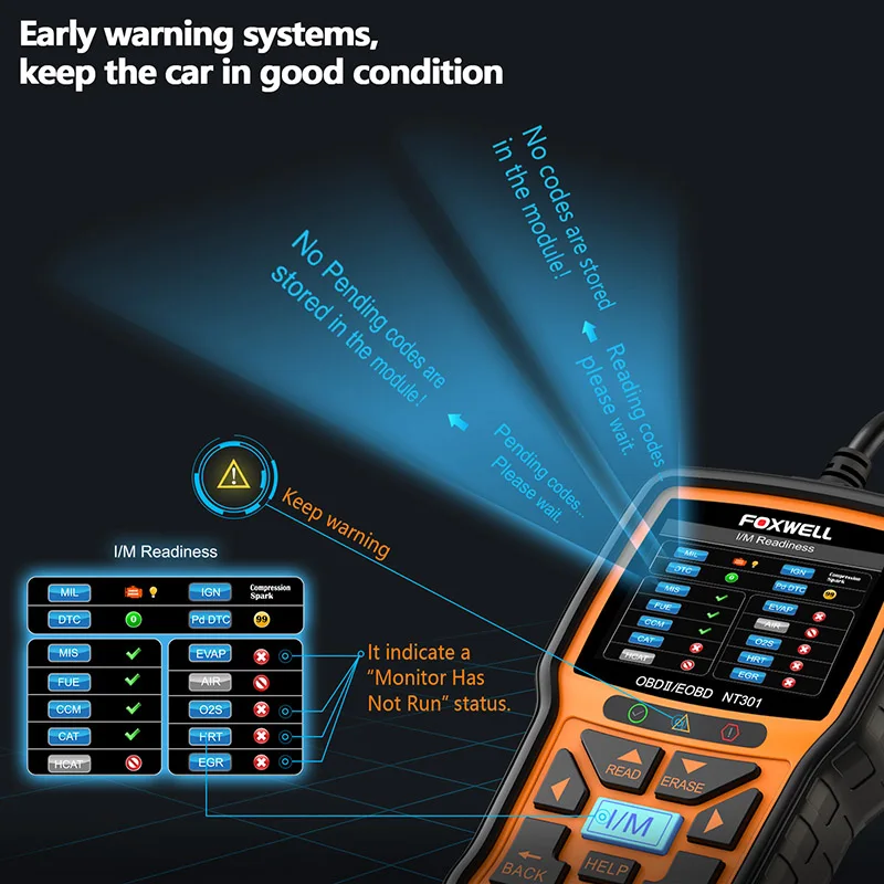 Foxwell nt301 obd2 scanner profissional ler código