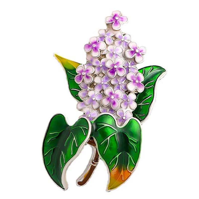 1 шт. эмалированные броши в виде сиреневого цветка Красивая весенняя женская
