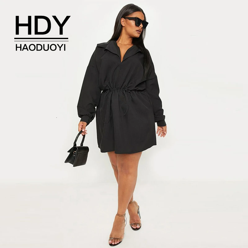 HDY Haoduoyi Новое поступление Простое Повседневное однотонное платье рубашка