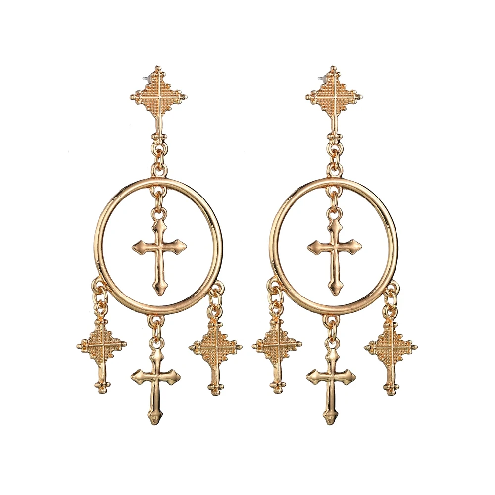 Серьги Terreau Kathy в форме Креста золотого цвета для женщин Подвесные серьги висячие