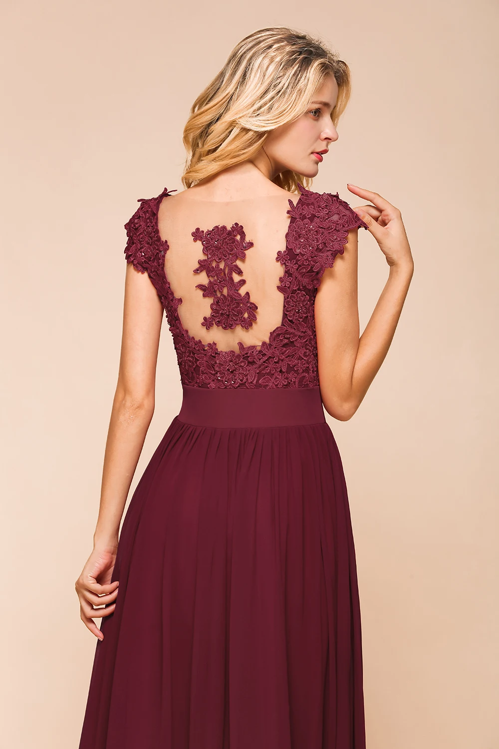 Vestido de Festa Casamento Сексуальное Прозрачное Шифоновое Кружевное Платье С Открытой