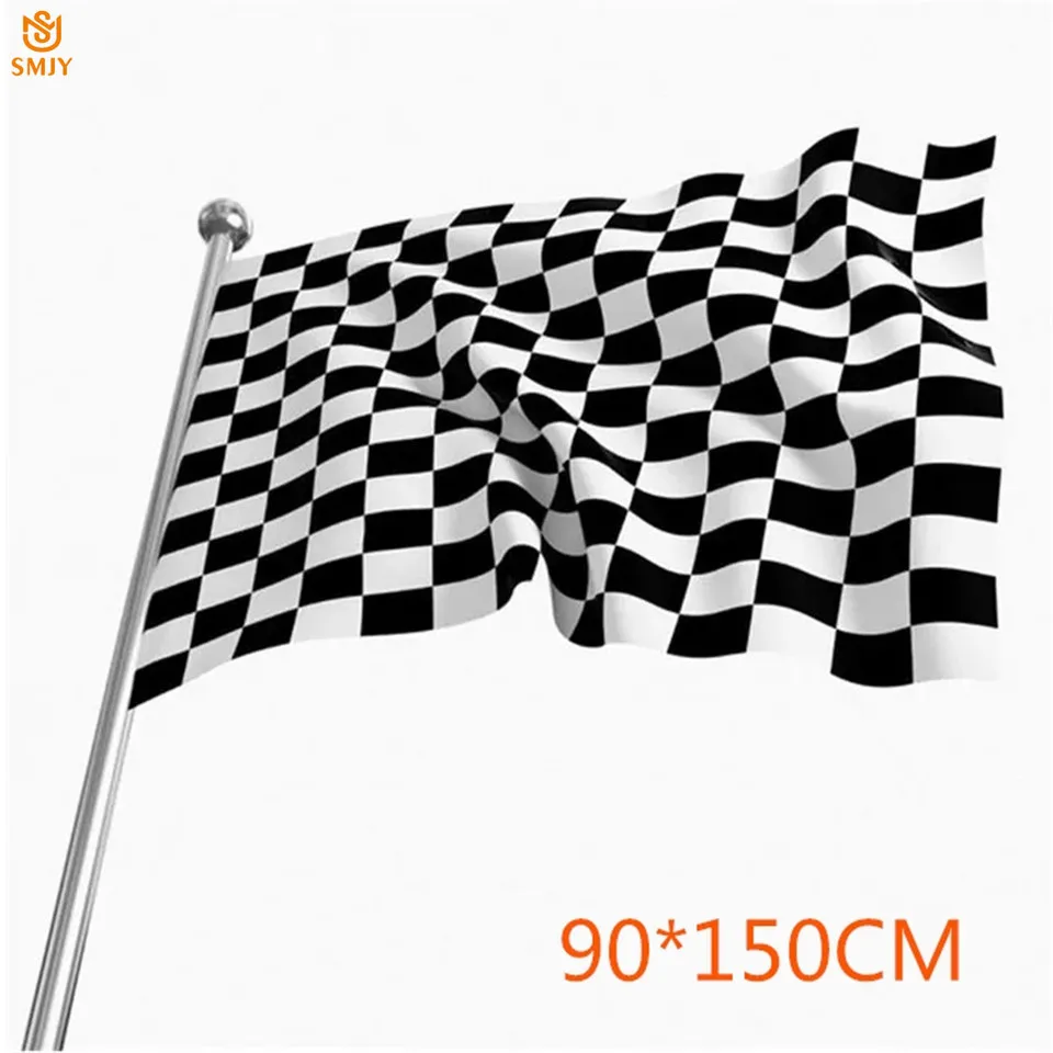 SMJY 90x150 см F1 Гоночный флаг 100% полиэстер классический черный белый в клетку старт