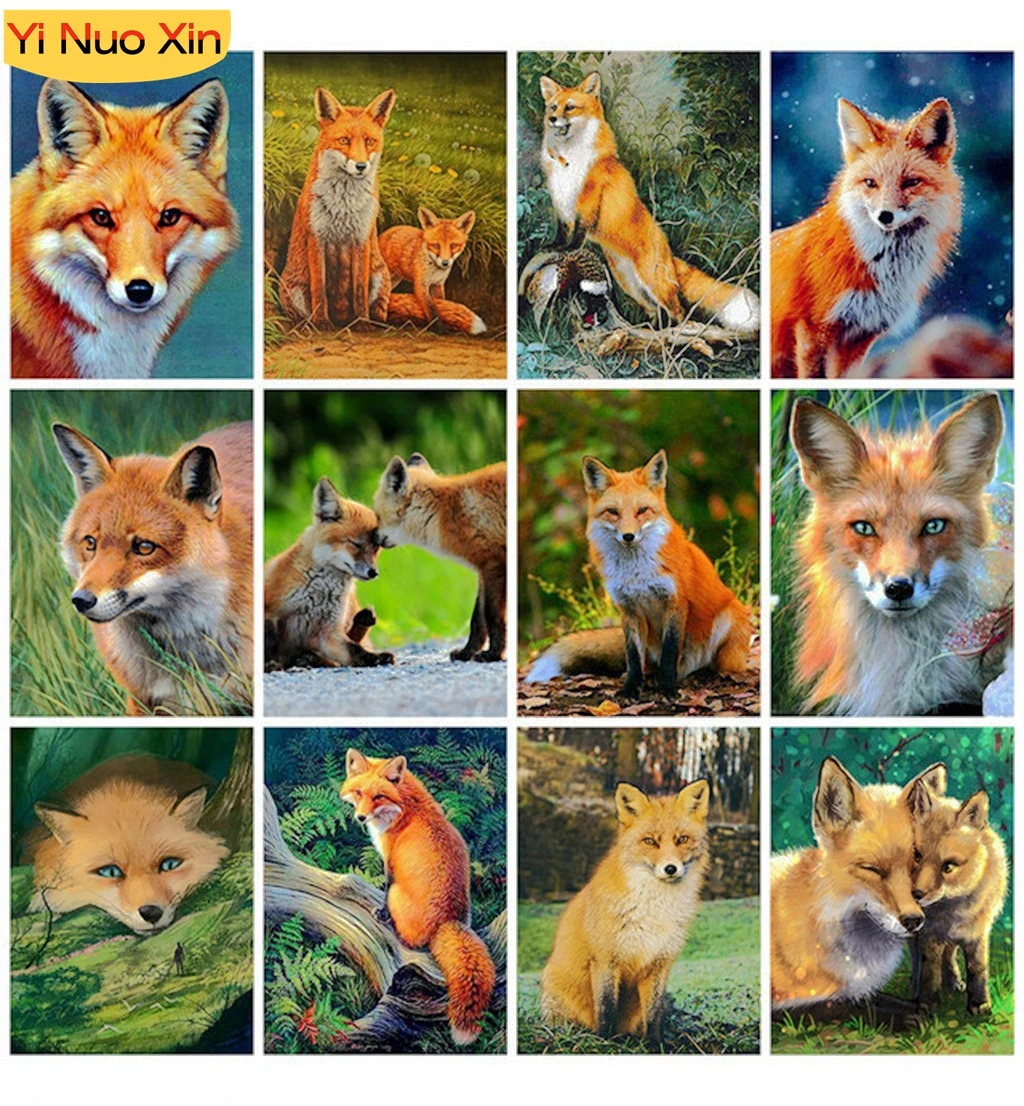 

5D DIY Photo Custom Mosaic Art Set Animal Fox Full Square/Round Diamond Embroidery Home Decor Gift Diamond Painted Rhinestone