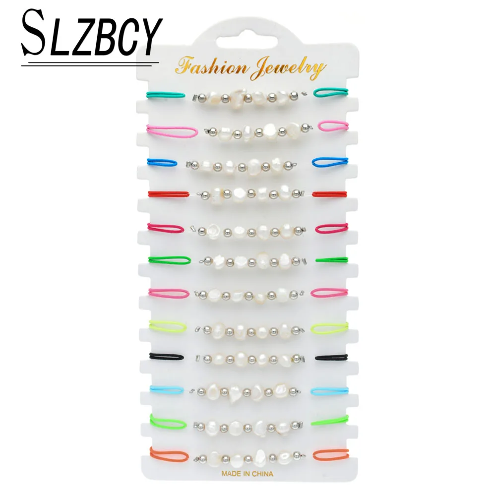 12 шт/лот ручной работы модные жемчужные эластичные браслеты с подвесками набор