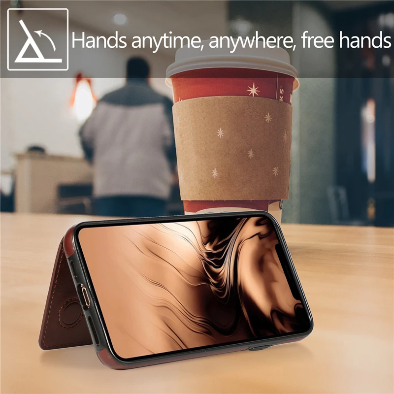 

Luxury Phone Case For iPhone 11 Pro Max Full Protection Leather Flip Wallet Invisible Bracket Shockproof with Card Pocket Style