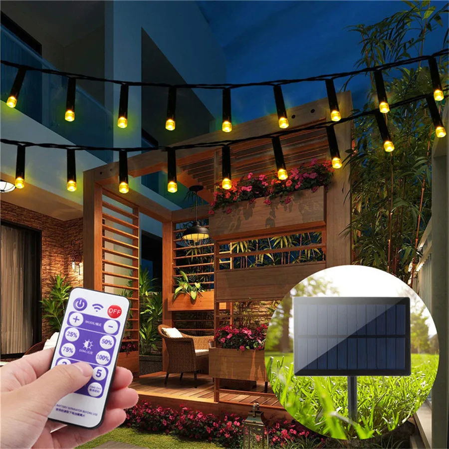 Solar 20M 30M 50M 500 Leds Christmas String Light Black Wire Waterproof Hanging Decoration &amp Remote Controller for Garden Roofs | Лампы и
