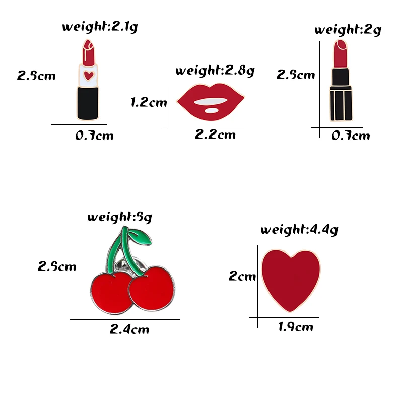 

Women Brooches Lipstick Lip Love Heart Cherry Enamel Pins Fashion Sexy Brooch Clothes Lapel Button Metal Pin Jewelry Accessories