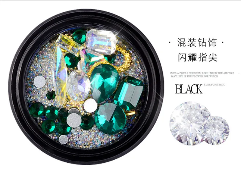 

1Box 3D Nail Art Rhinestones Metal Rivet Beads Studs Mixed Size Nail Art Decoration Nail Stones Decors DIY Nail Art Accessories