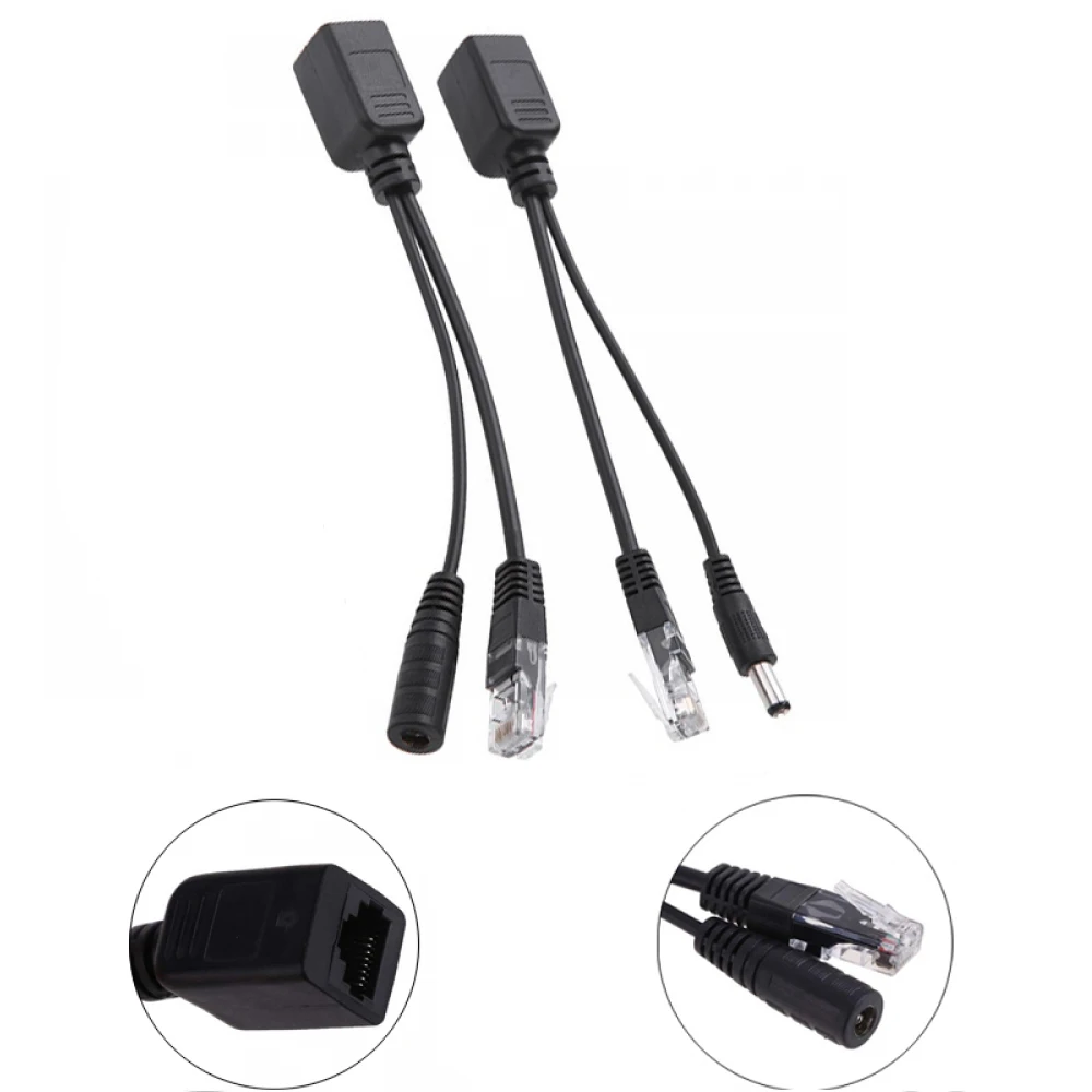 2pcs RJ45 кабель адаптер POE Мужской Женский инжектор сплиттер комплект Пассивный