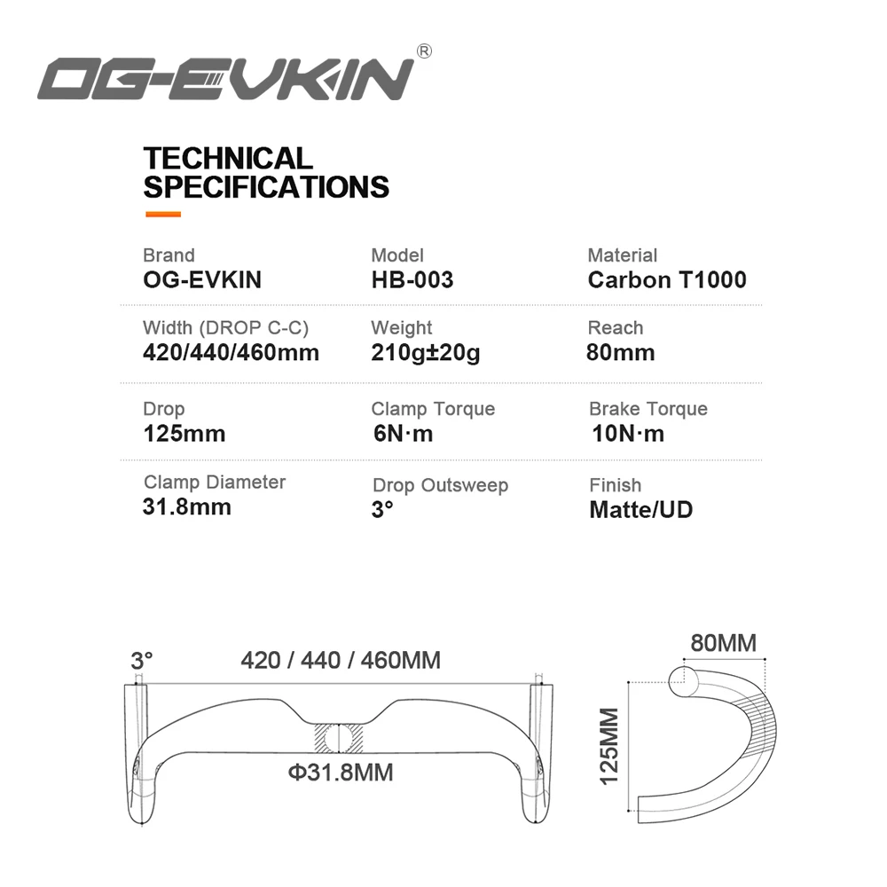OG EVKIN HB003 Aero углеродный руль для велосипеда дорожный UD matt Di2 Drop bar 42 44 46 см