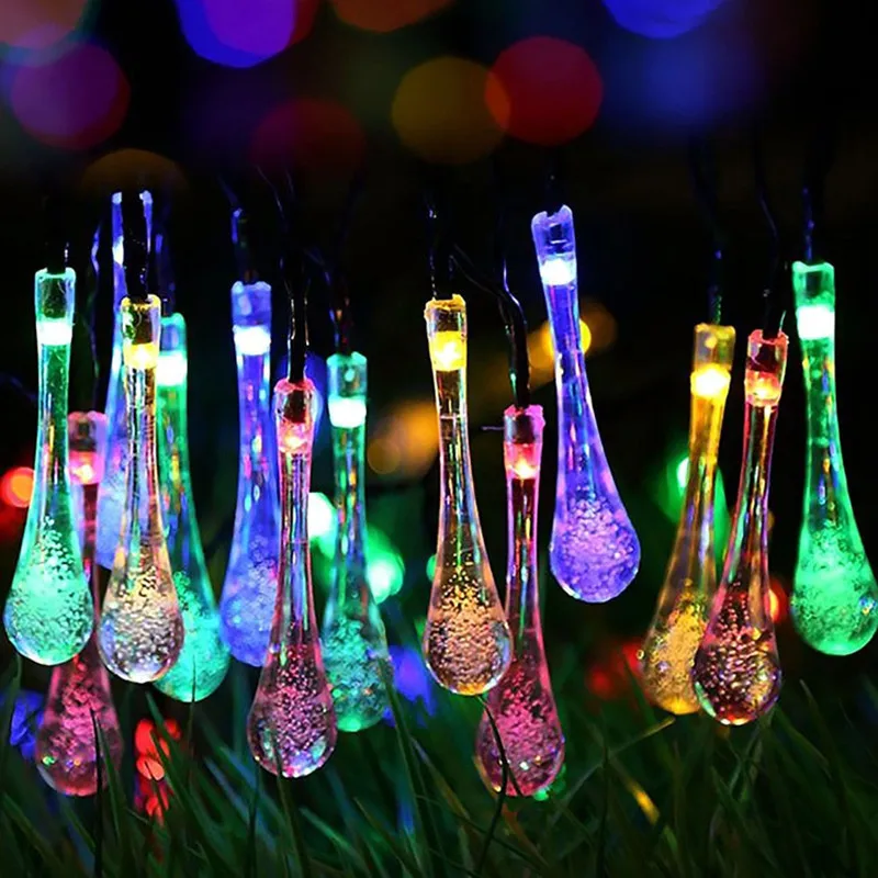 

8-function Solar Water Drop Light String Garland Merry Christmas Decor For Home Xmas Ornament Gift New Year 2022 Navidad 2021