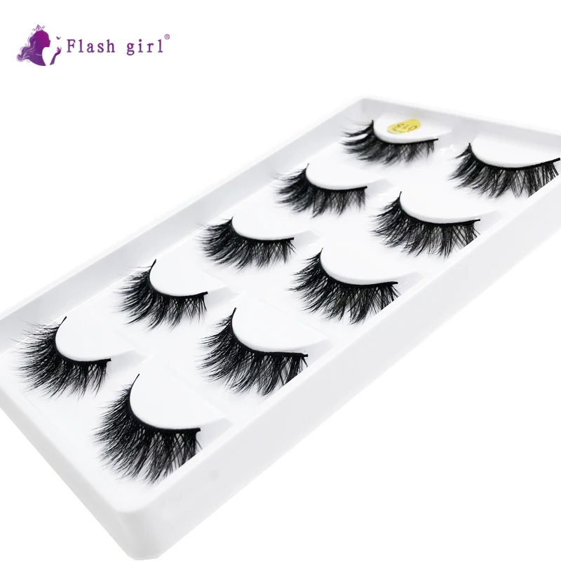 5 пар ресниц Flash Girl оптом Накладные ресницы Толстая полоса 3D норковые макияж