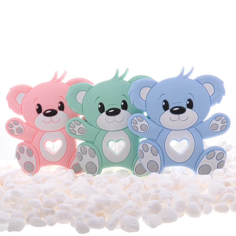 Fkisbox 20pc Hug Bear Silicone Baby Teether For Teeth BPA Free Newborn Teething Chewable Pendant Rattles For Kids Toy For Babies