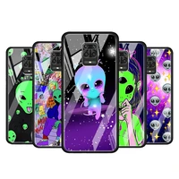 cartoon space alien for xiaomi redmi note 10 pro max 10s 9t 9s 9 8t 8 7 pro 5g luxury tempered glass phone case cover