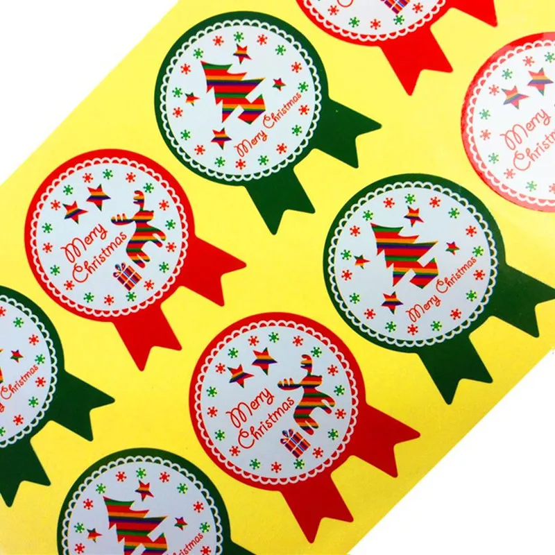

80PCS/lot NEW Christmas Theme badge Seal Gift paper Sticker Students' DIY Multifunction diary sticker cake biscuit package Label
