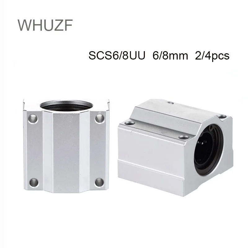 WHUZF 2/4pc SC6UU SCS8LUU 6/8mm Linear Ball Bearing Block Router SCS6UU SCS8UU SC6UU SC8UU for CNC 3D Printer Shafts Rod parts