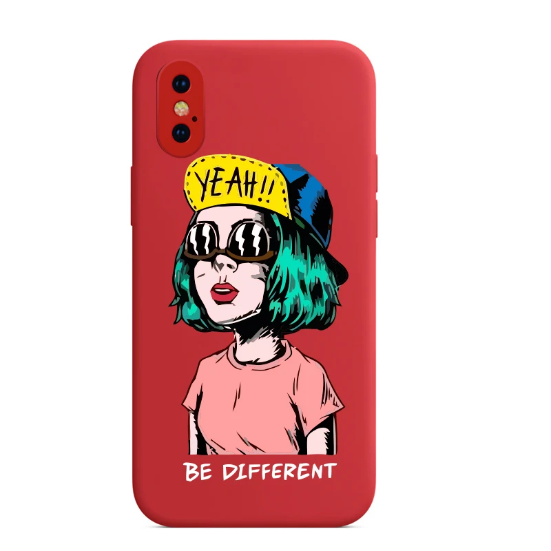 

NOHON Smartphone Case For iPhone 11 12 Por Max 6 7 8 Plus XS XE XR Iiquid Silicone Cases Alien Pattern Fashion Phone Back Cover