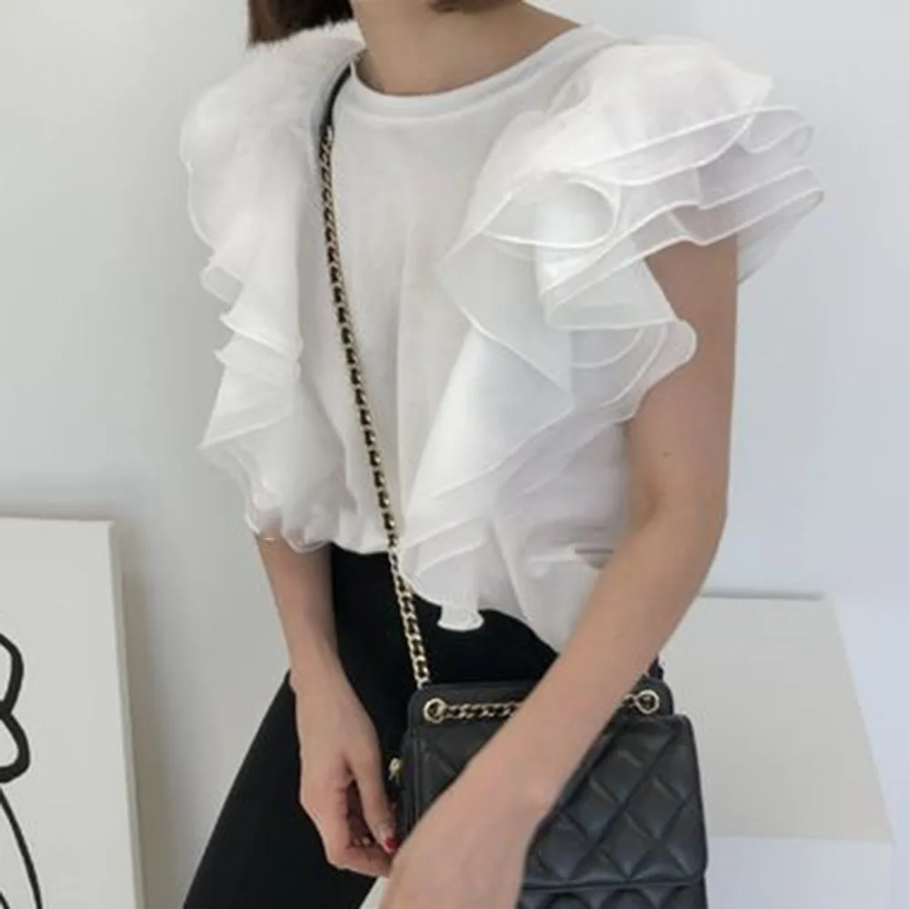 Футболка женская свободного покроя в Корейском стиле модная однотонная белая