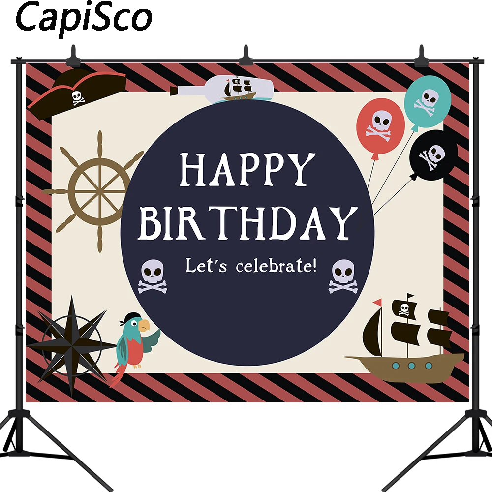 

Capisco фон для фотосъемки Фоны пиратский корабль воздушный шар с черепом Вымпел навигации на день рождения фон для студийной съемки под заказ ...