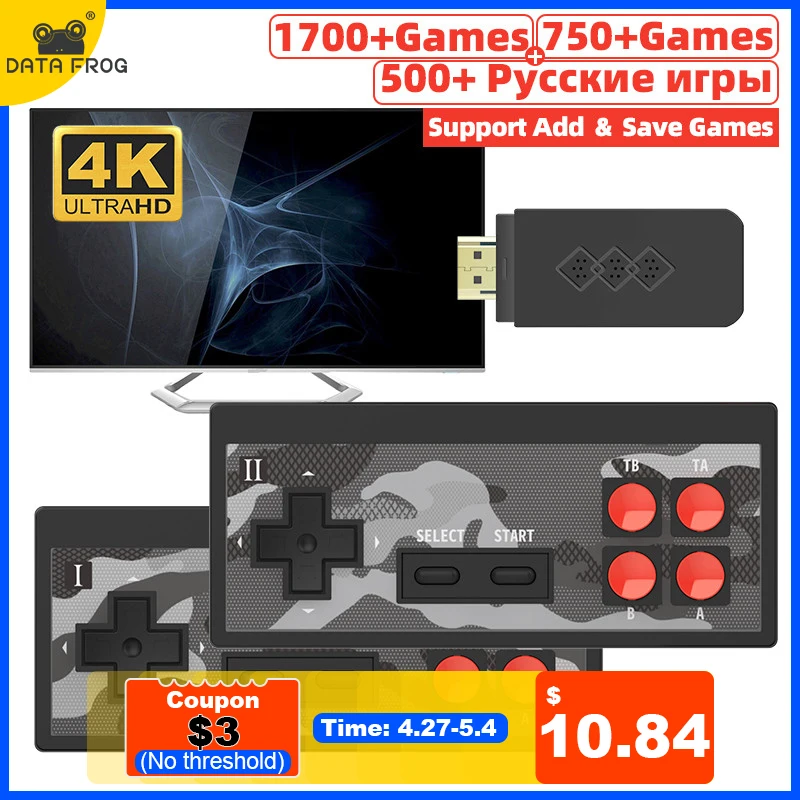 

Data Frog Mini 4K Video Game Console Dual Players and Retro Build in 1700+ NES Games Wireless Controller HD/AV OUT Dendy Prefix