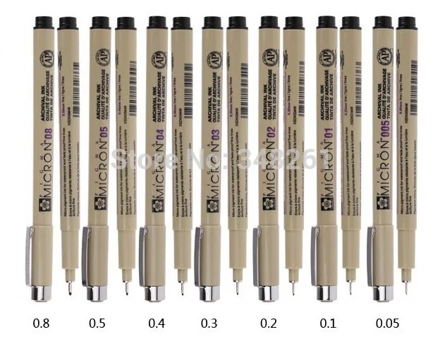 

7pcs of Sakura Micron Fine Line Pen 005 01 02 03 04 05 08 Art Supplies