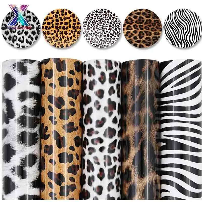 

XFX HTV Бесплатная доставка 5 листов с леопардовым принтом животных термотрансферный винил утюжок на HTV 12x10 дюймов для одежды футболки самодель...