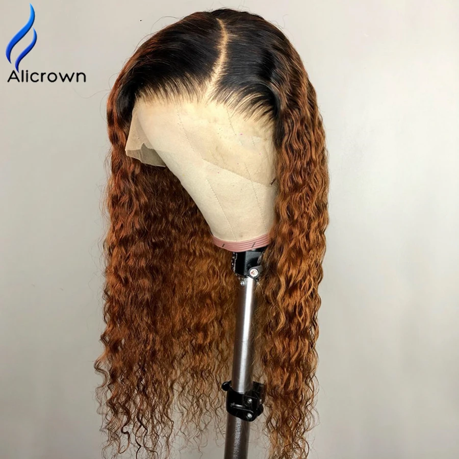 ALICROWN Curly Lace Front Human Hair Wigs with Baby 13*6 Deep Part Pre-Plucked Middle Ration Non-Remy | Шиньоны и парики