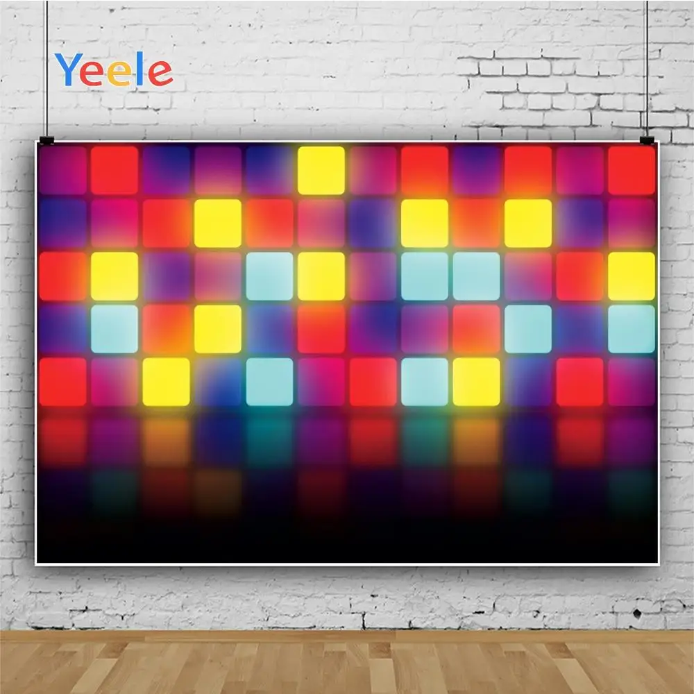 Красочный квадратный диско танец Ретро 80С Вечеринка фотосессия фон для