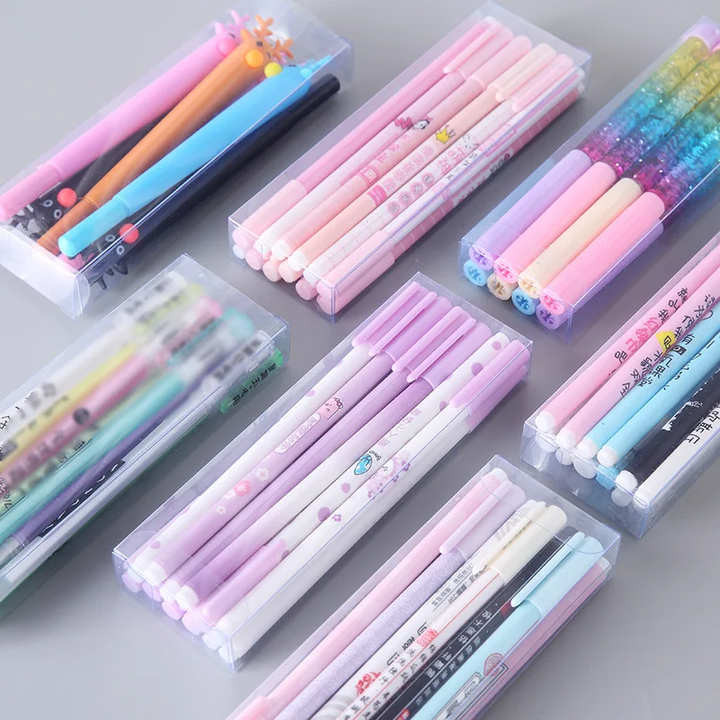 6/12PCS Kawaii Gel Pen 0.5mm Black Ink Writing Neutral Pens Stationery Pink Unicorn Flamingo Painting School Office Supplies