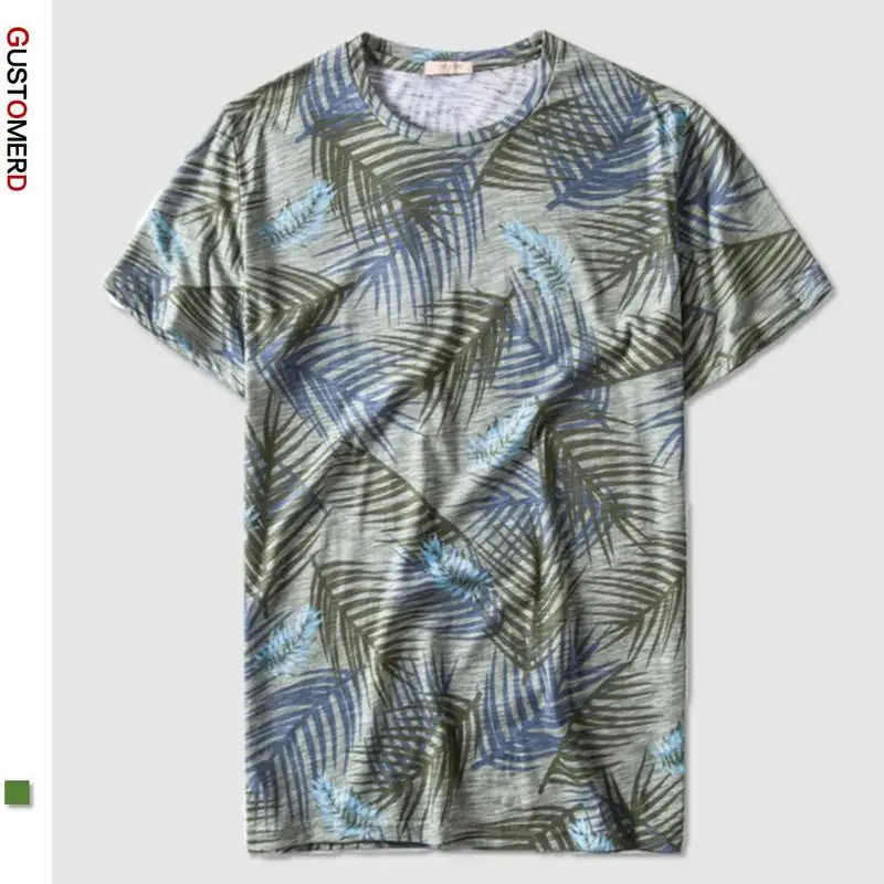 Мужская хлопковая футболка с принтом модная повседневная круглым вырезом в