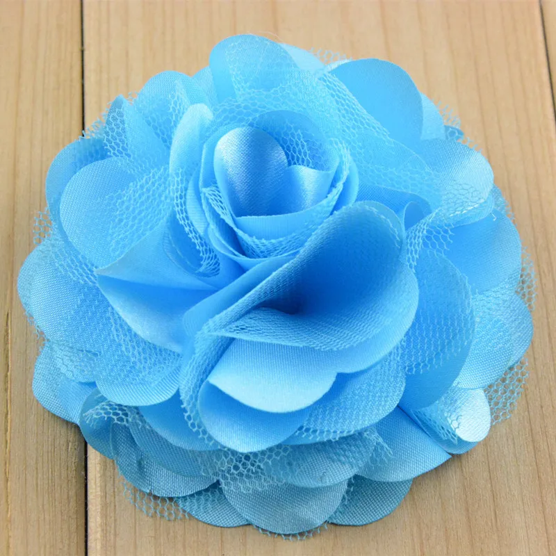 Лидер продаж 40 шт./лот 8 см шифоновая цветочная ткань розы для волос цветы повязки