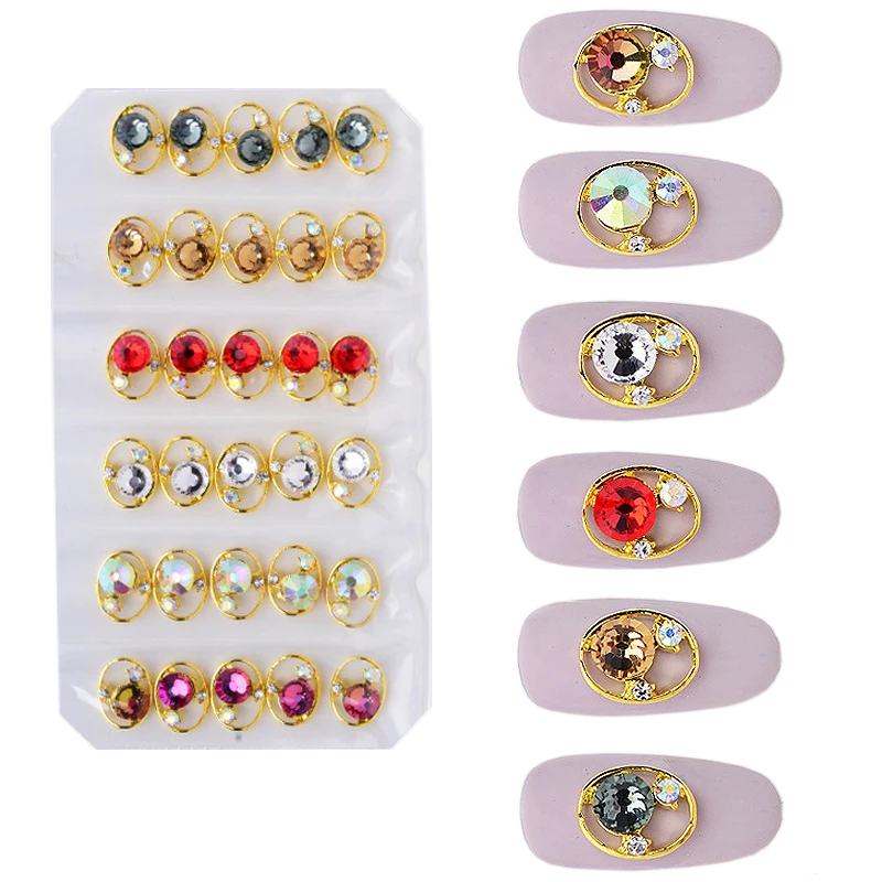 30pcs Mix Alloy Rhinestones Oval WaterDrop Star Shape 3D Strass Charm AB Colorful Nail Art Decorations Nails Tools - купить по