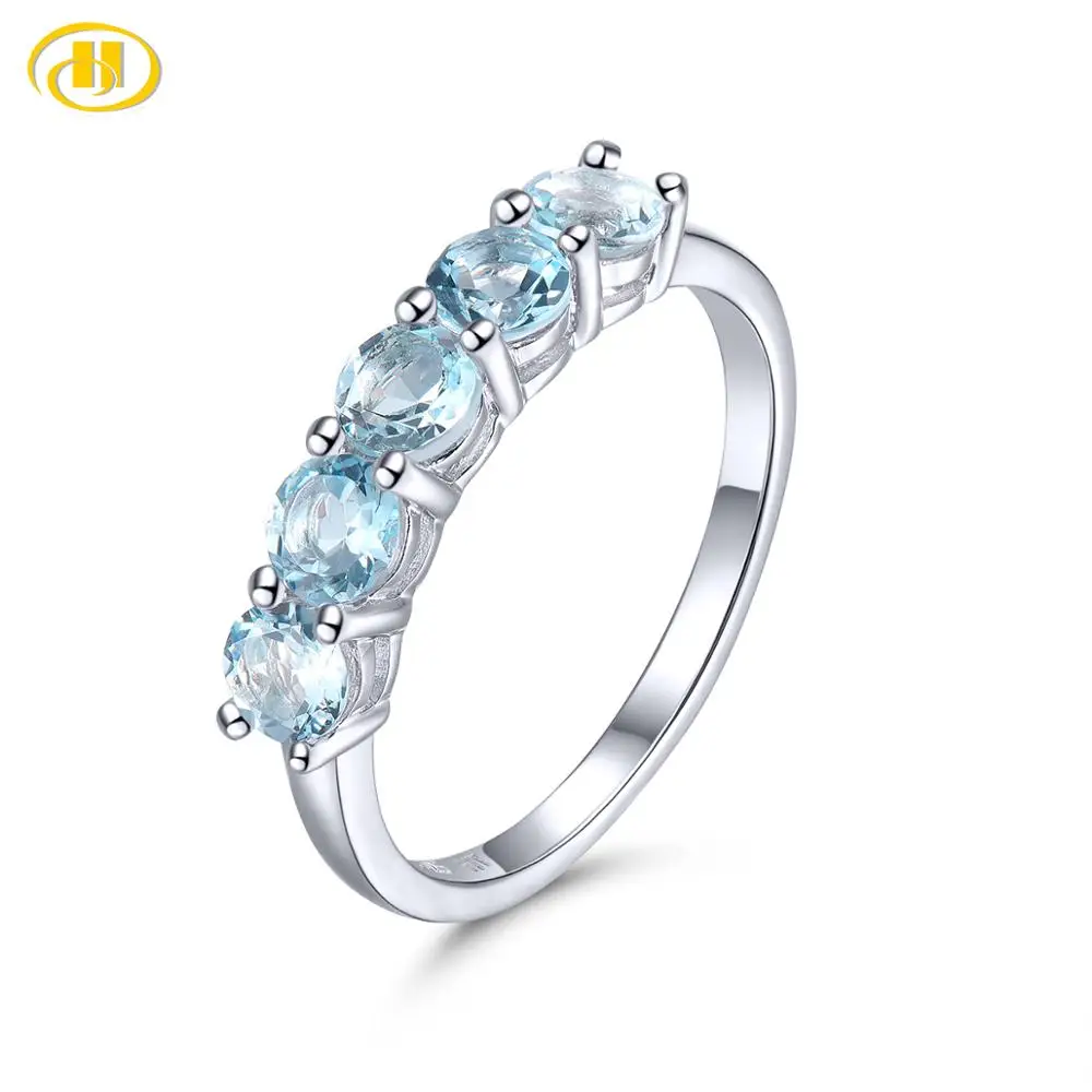 Женское Винтажное кольцо Hutang элегантное однотонное из аквамарина 925 пробы с